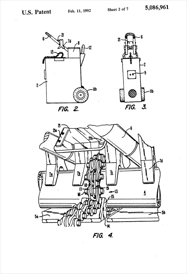 United States Patent 5,086,961 - Pipe severing method and apparatus - Figures 2 through 4 by Michael H. Clement