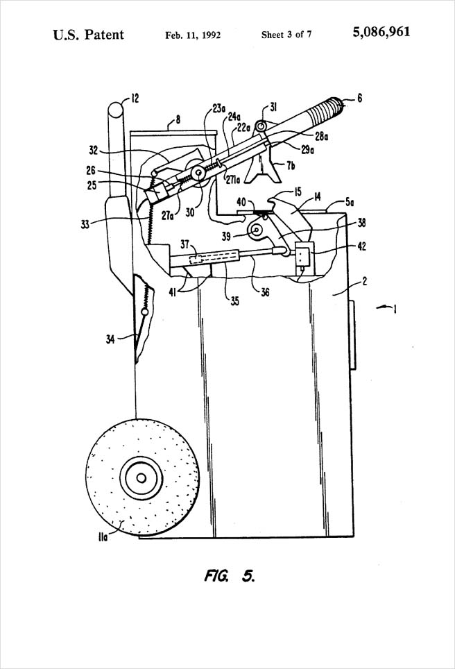 United States Patent 5,086,961 - Pipe severing method and apparatus - Figure 5 by Michael H. Clement