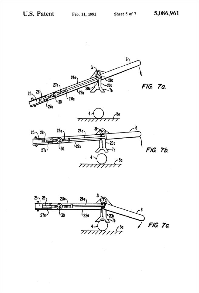 United States Patent 5,086,961 - Pipe severing method and apparatus - Figures 7a through 7c by Michael H. Clement