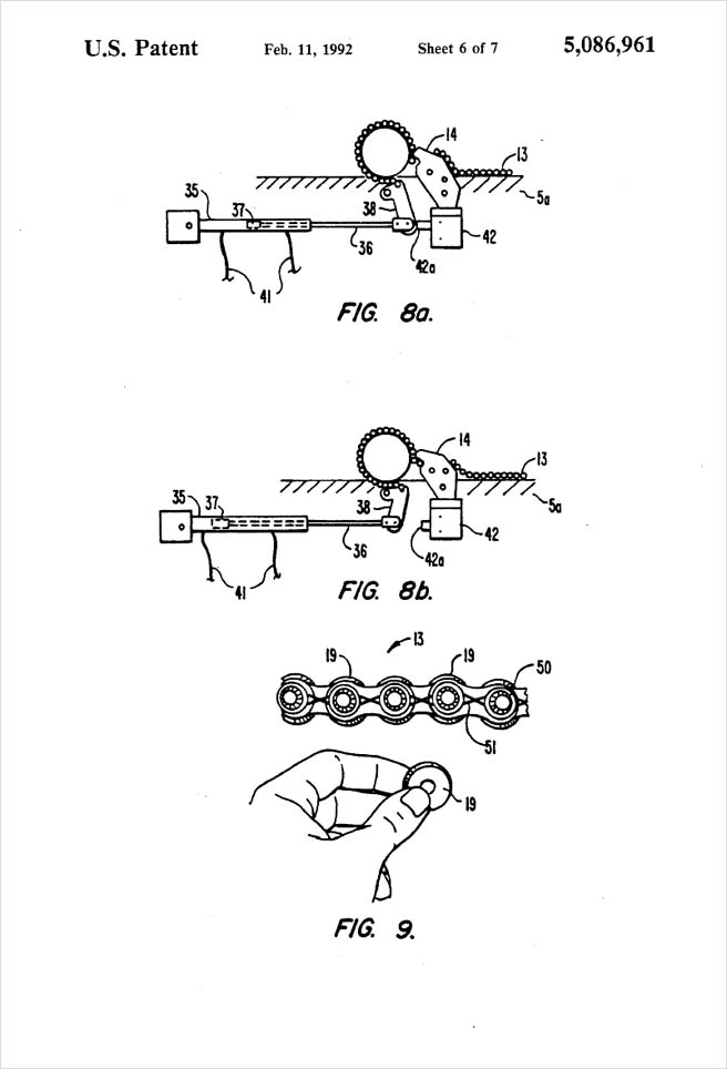 United States Patent 5,086,961 - Pipe severing method and apparatus - Figures 8a through 9 by Michael H. Clement
