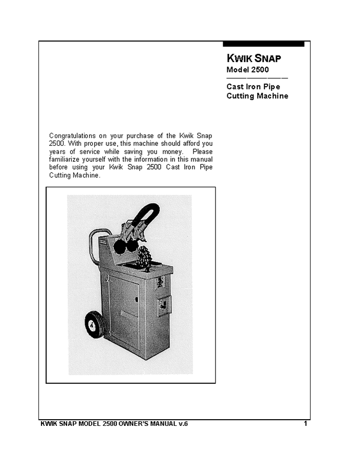 Harrison Industrial Services Inc. Kwik Snap Manual Page 1