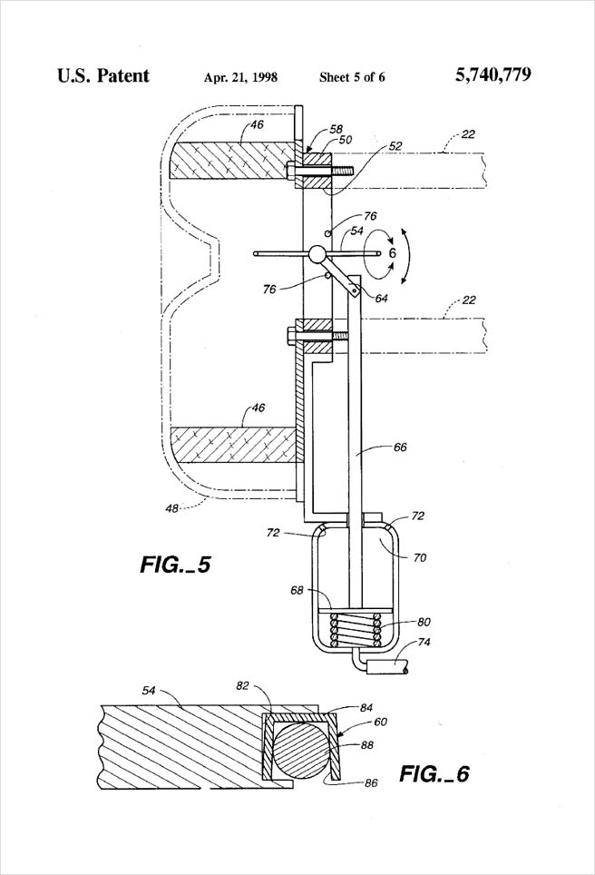 United States Patent 5,740,779 - Apparatus for reducing evaporative hydrocarbon fuel emissions from an internal combustion engine and for improving the performance thereof - Figures 5 and 6 by Michael H. Clement